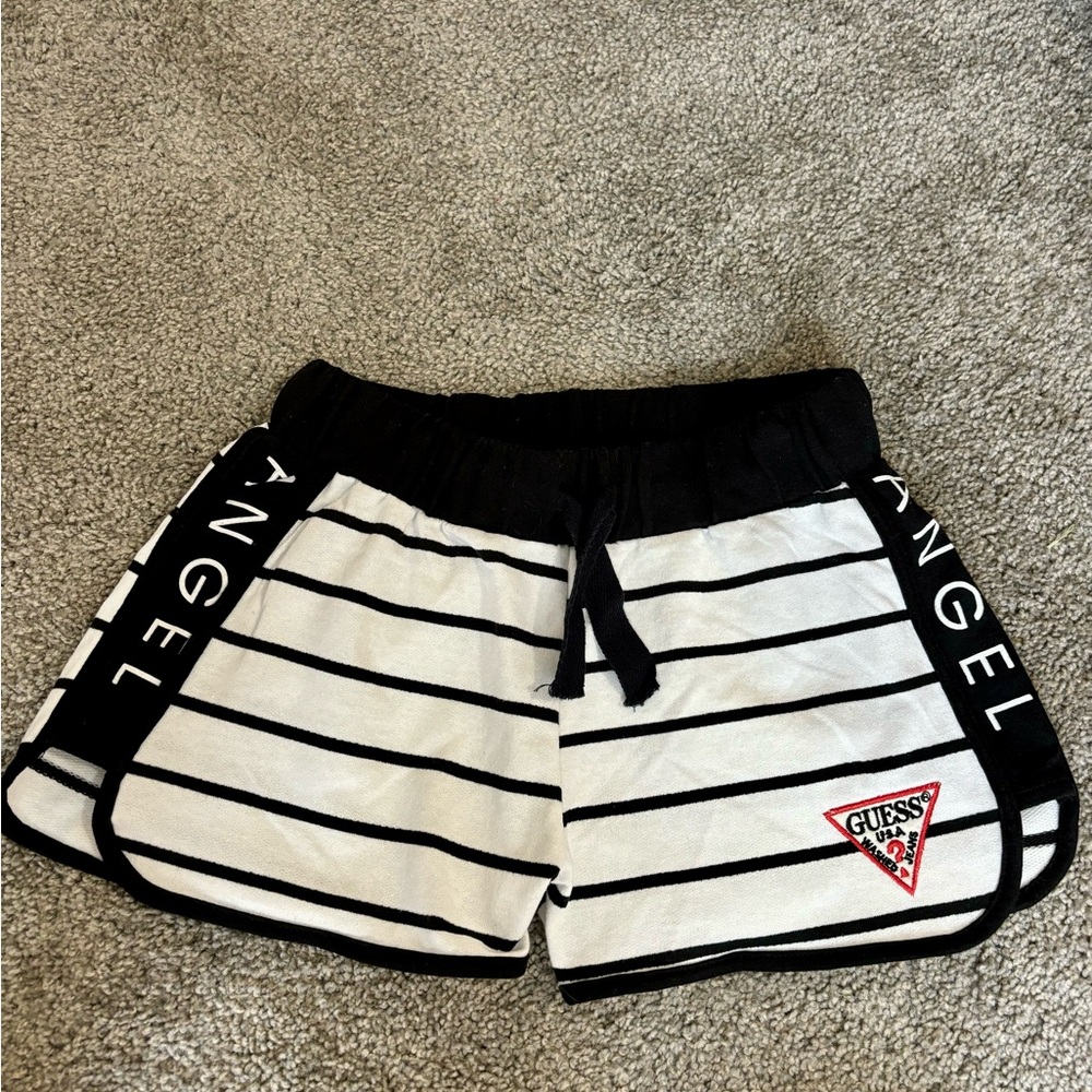 2000s Guess Black and White Striped Shorts